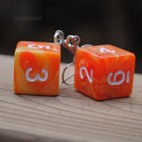 Orange Crush Swirl swirl RPG dice earrings