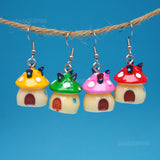 Fairytale Mushroom houses earrings