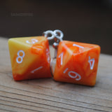 Orange Crush Swirl swirl RPG dice earrings