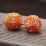 Orange Crush Swirl swirl RPG dice earrings