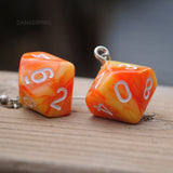 Orange Crush Swirl swirl RPG dice earrings