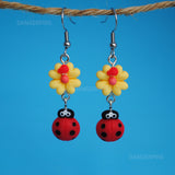 Ladybug summer garden earrings