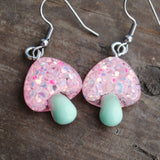 Cosmic sparkle mushroom earrings