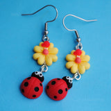 Ladybug summer garden earrings