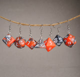 Tangerine Storm Swirl swirl RPG dice earrings