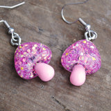 Cosmic sparkle mushroom earrings