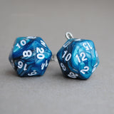 Steel Sky Swirl swirl RPG dice earrings