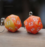 Orange Crush Swirl swirl RPG dice earrings