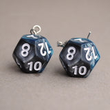 Steel Sky Swirl swirl RPG dice earrings