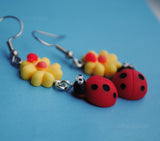 Ladybug summer garden earrings