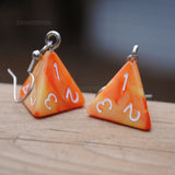 Orange Crush Swirl swirl RPG dice earrings