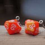 Orange Crush Swirl swirl RPG dice earrings