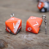 Tangerine Storm Swirl swirl RPG dice earrings