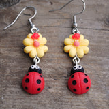 Ladybug summer garden earrings