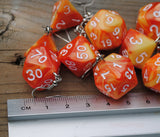 Orange Crush Swirl swirl RPG dice earrings