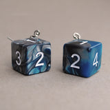 Steel Sky Swirl swirl RPG dice earrings