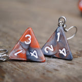 Tangerine Storm Swirl swirl RPG dice earrings