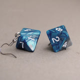 Steel Sky Swirl swirl RPG dice earrings