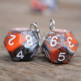 Tangerine Storm Swirl swirl RPG dice earrings