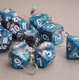 Steel Sky Swirl swirl RPG dice earrings