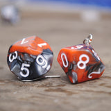 Tangerine Storm Swirl swirl RPG dice earrings