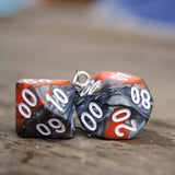 Tangerine Storm Swirl swirl RPG dice earrings