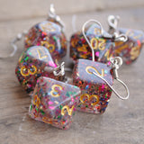 Clear Sparkle RPG dice earrings