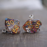 Clear Sparkle RPG dice earrings