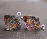 Clear Sparkle RPG dice earrings