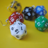 20 Sided opaque RPG dice earrings  - 20mm Colors d20