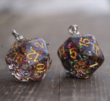 Clear Sparkle RPG dice earrings