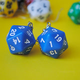 20 Sided opaque RPG dice earrings  - 20mm Colors d20