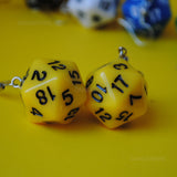 20 Sided opaque RPG dice earrings  - 20mm Colors d20