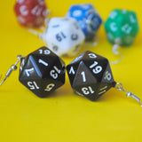 20 Sided opaque RPG dice earrings  - 20mm Colors d20