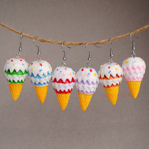 Large Greedyguts ice cream cones earrings