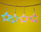 2 pairs of Pink & Blue blobby stars earrings