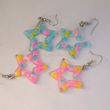 2 pairs of Pink & Blue blobby stars earrings