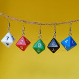 8 Sided diamond opaque RPG dice earrings  - 18mm Colors d8