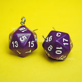 20 Sided opaque RPG dice earrings  - 20mm Colors d20