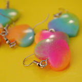 Heart gradient sparkles earrings