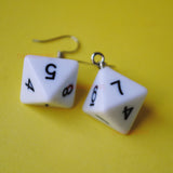 8 Sided diamond opaque RPG dice earrings  - 18mm Colors d8