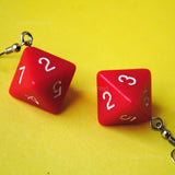 8 Sided diamond opaque RPG dice earrings  - 18mm Colors d8