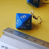 8 Sided diamond opaque RPG dice earrings  - 18mm Colors d8