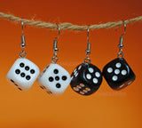 2 Pairs Black & White D6 dice Earrings