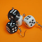 2 Pairs Black & White D6 dice Earrings