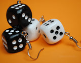 2 Pairs Black & White D6 dice Earrings