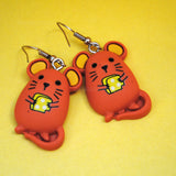 Cute mouse cheese thieves earrings