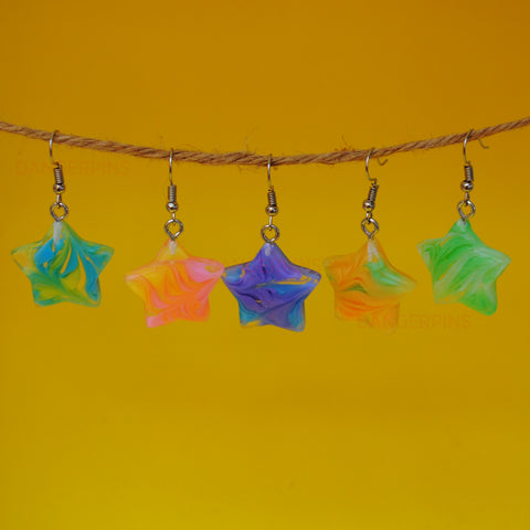 Psychedelic candy swirl Stars earrings