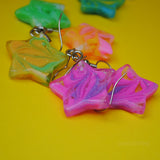 Psychedelic candy swirl Stars earrings