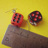 2 Pairs Black & Red D6 dice Earrings